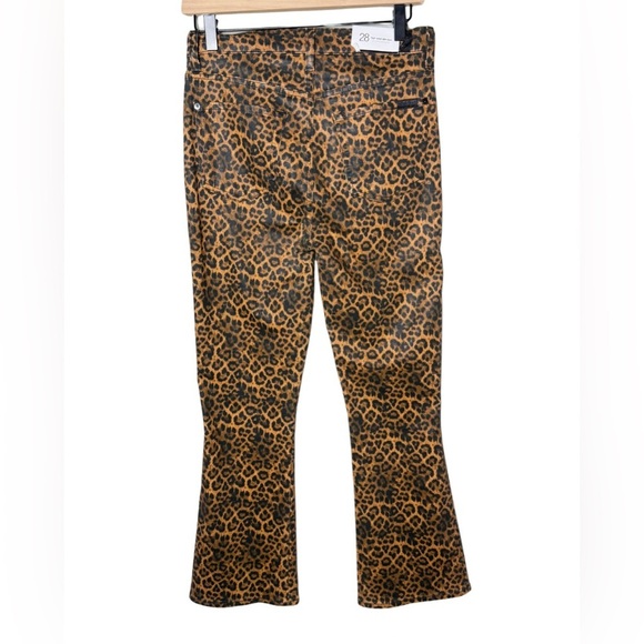7 For All Mankind Womens High-Waist Slim Kick Flared Jeans Leopard Pants Size 28 - Picture 2 of 12